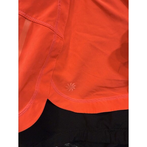 Athleta Women's Orange Black Pulse Shortie 2 in 1 Shorts Size Xl - Picture 4 of 6